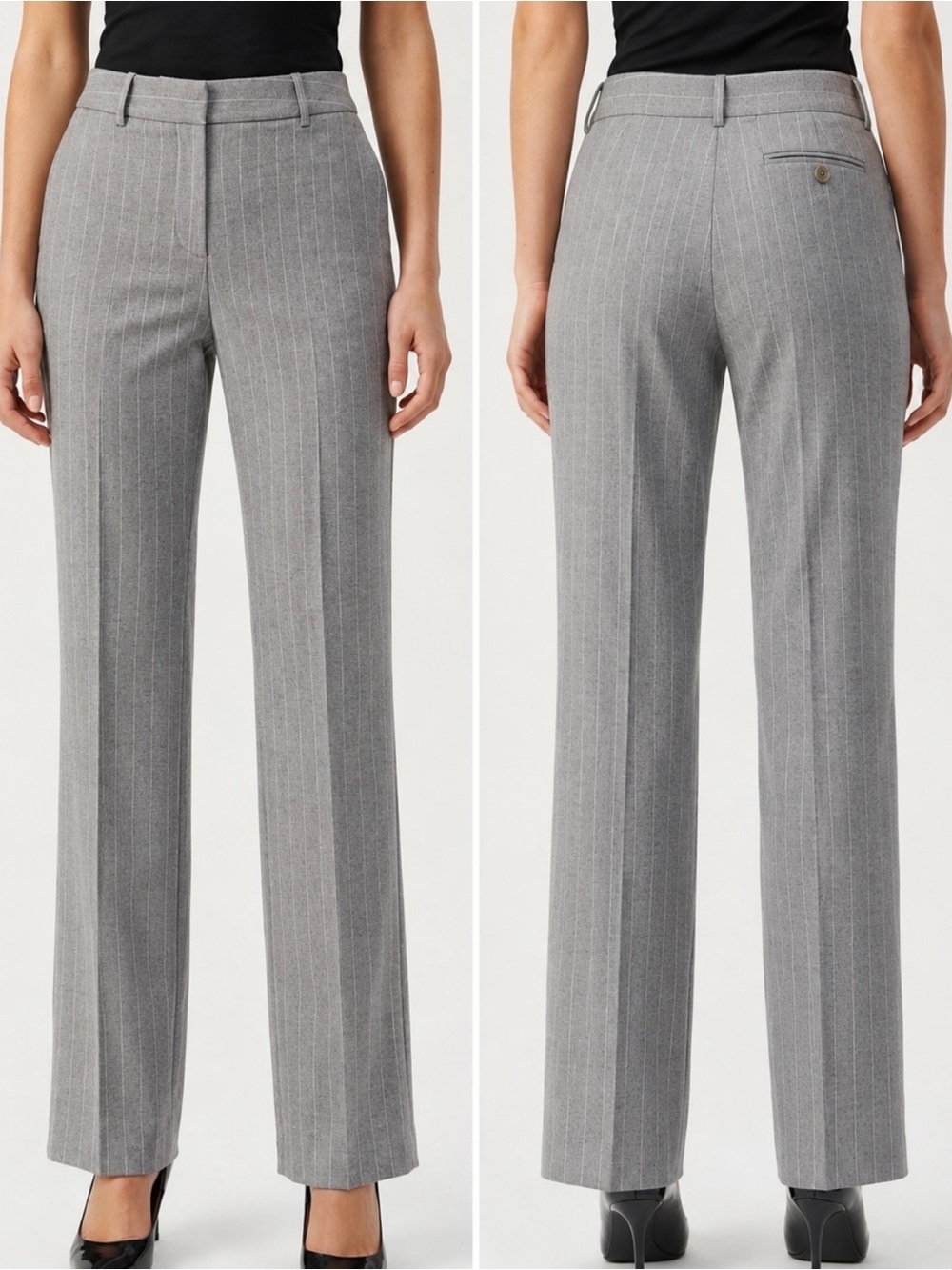 BANANA REPUBLIC MARTIN FIT Gray Pinstripe STRAIGHT Leg Women’s Dress Pants